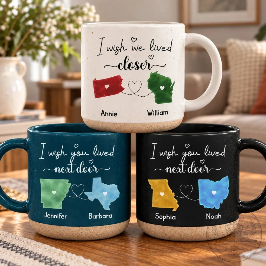 Personalized Long Distance Friendship Mug, Custom State Map Best Friend Gift Personalized Long Distance Friendship Mug, Custom State Map Best Friend Gift