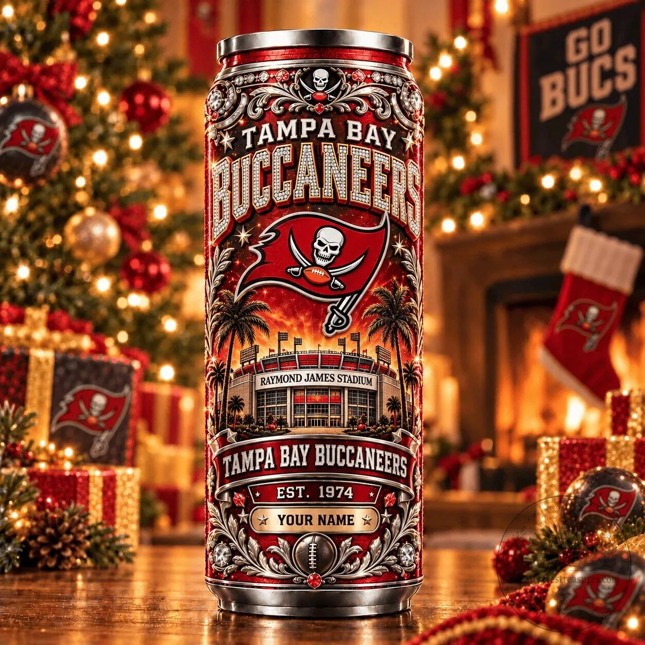 Tampa Bay Buccaneers NFL Football Personalized Name Can Tumbler