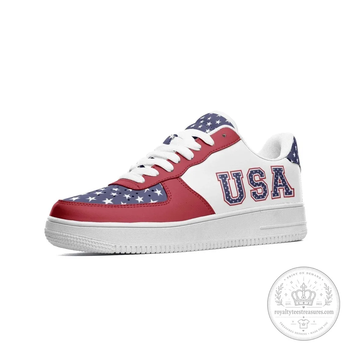 USA Flag Patriotic Stars and Stripes Custom Printed Low Top Sneakers