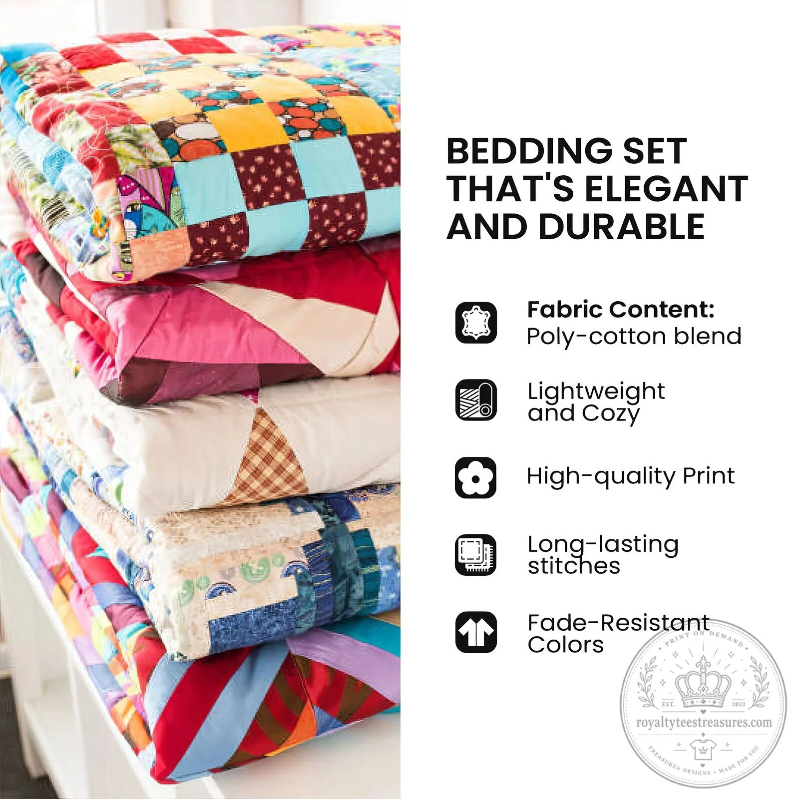 Christian Coffee Patchwork Quilted Bedding Set with Pillow Shams 7 Christian Coffee Patchwork Quilted Bedding Set with Pillow Shams
