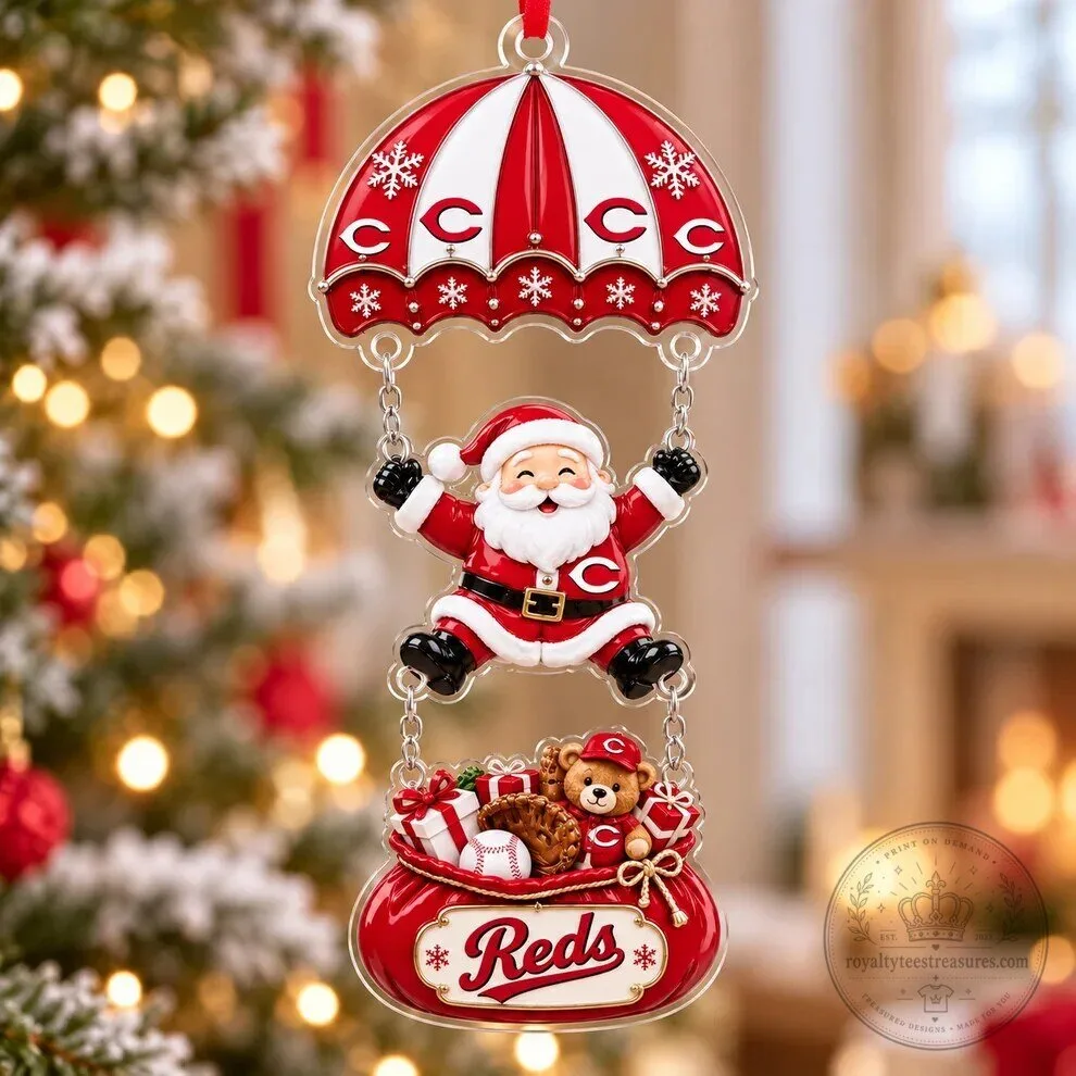Cincinnati Reds Santa Claus Parachute Christmas Tree Ornament 41 Cincinnati Reds Santa Claus Parachute Christmas Tree Ornament