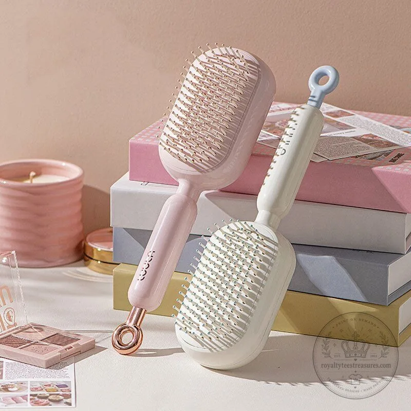 Retractable Cushion Hair Brush with Scalp Massage Comb for Detangling Hair