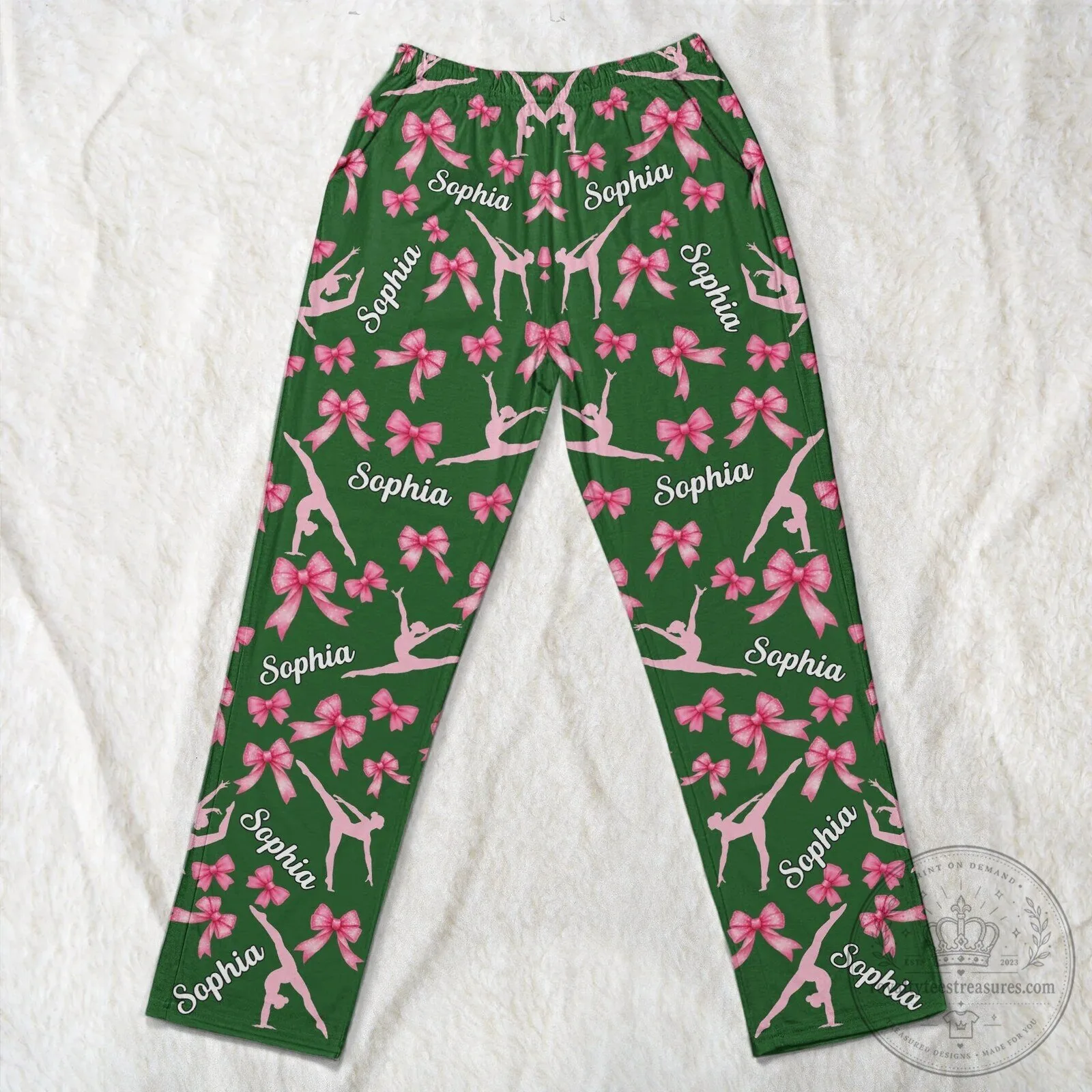 Personalized Gymnastics Coquette Bow Pattern Girls Custom Name Jogger Pants 14 Personalized Gymnastics Coquette Bow Pattern Girls Custom Name Jogger Pants