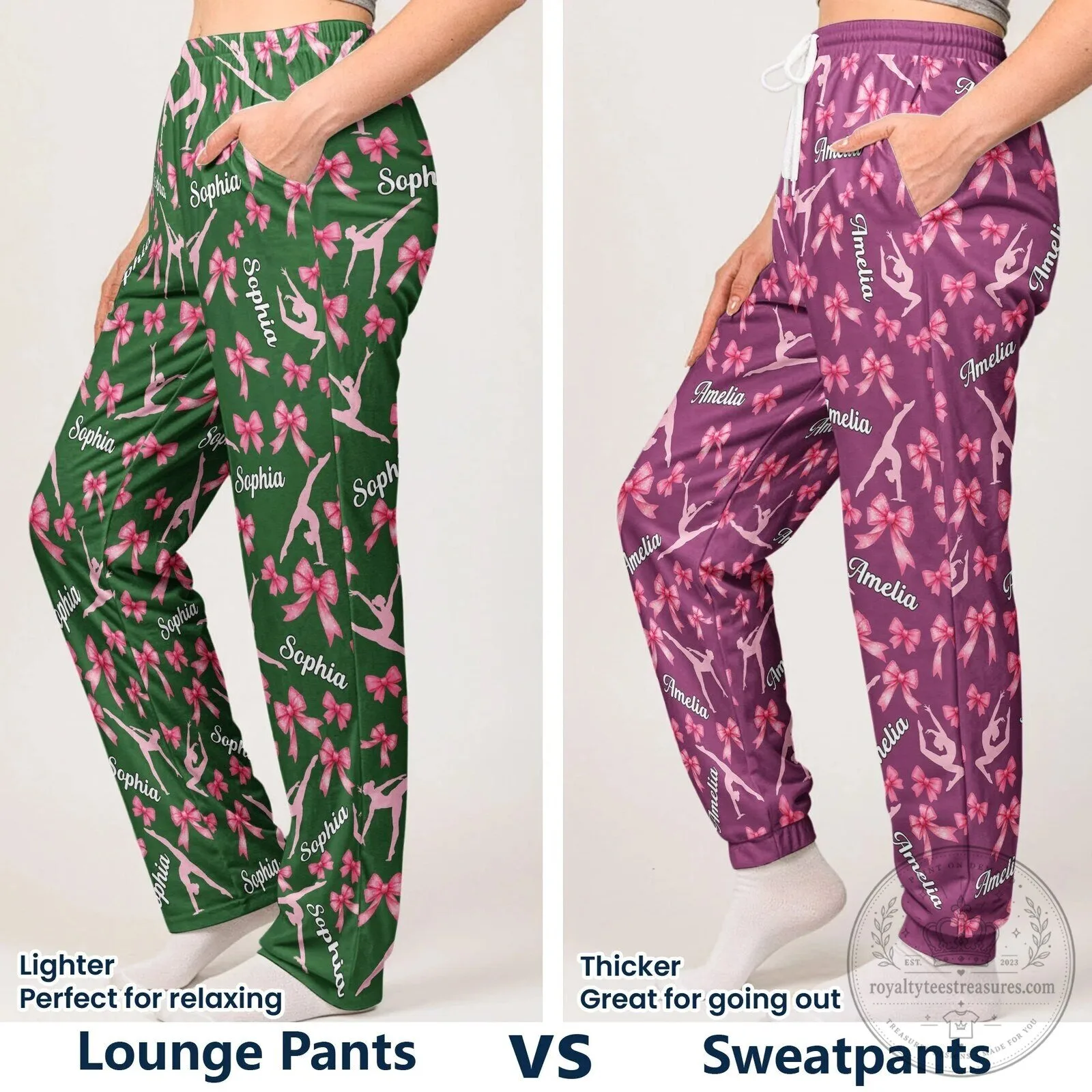 Personalized Gymnastics Coquette Bow Pattern Girls Custom Name Jogger Pants 17 Personalized Gymnastics Coquette Bow Pattern Girls Custom Name Jogger Pants