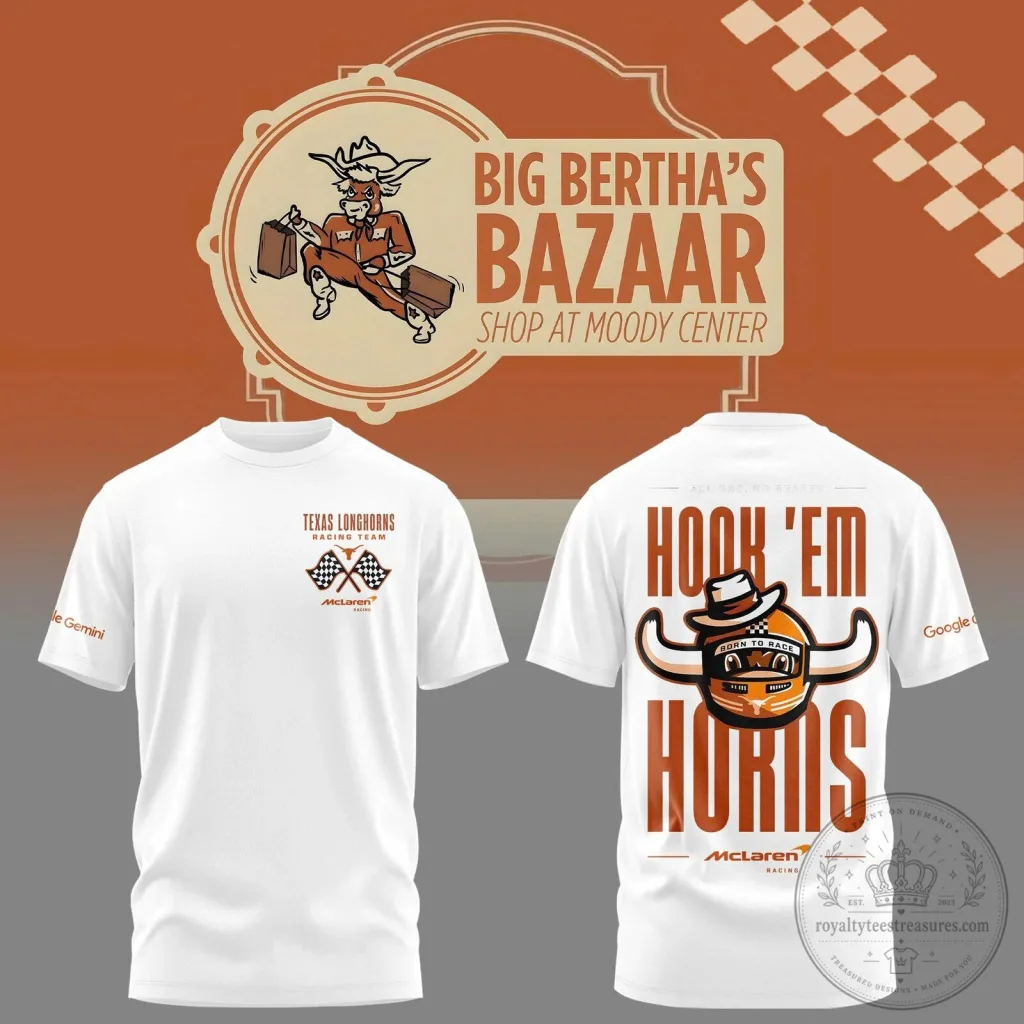 Texas Longhorns McLaren Racing Team Hook 'Em Horns T-Shirt Texas Longhorns McLaren Racing Team Hook 'Em Horns T-Shirt