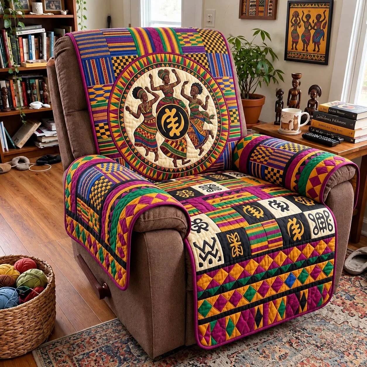Adinkra Festival Circle Quilted Sofa Cover Protector for Recliner Chair 9 Adinkra Festival Circle Quilted Sofa Cover Protector for Recliner Chair