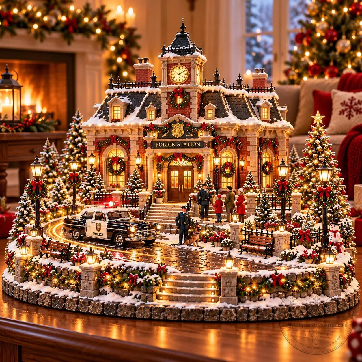 Christmas Firehouse Village with LED Lights and Vintage Fire Trucks Holiday Display 11 Christmas Firehouse Village with LED Lights and Vintage Fire Trucks Holiday Display
