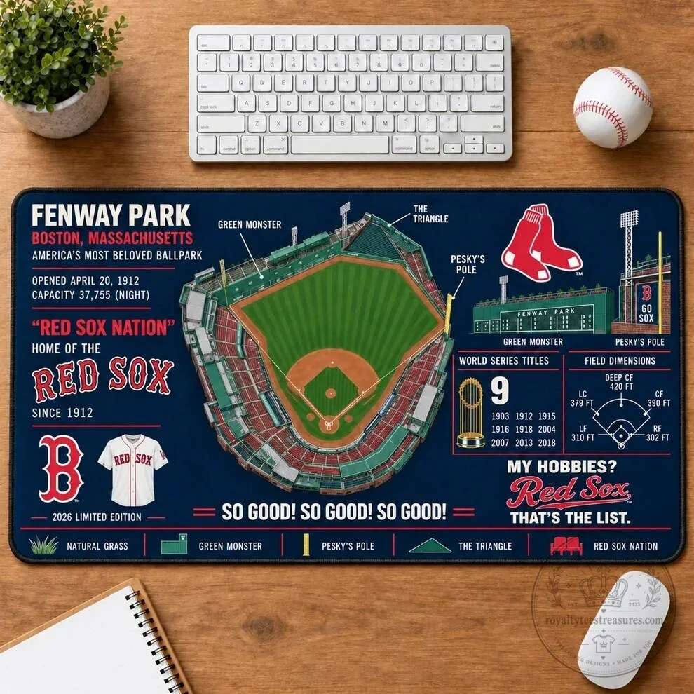 Boston Red Sox Fenway Park Stadium Map Baseball Fan Desk Mat