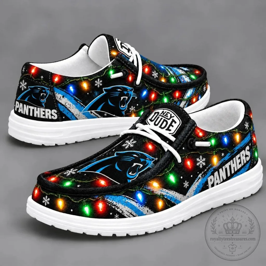 Carolina Panthers Christmas Holiday Light Loafer Shoes Carolina Panthers Christmas Holiday Light Loafer Shoes