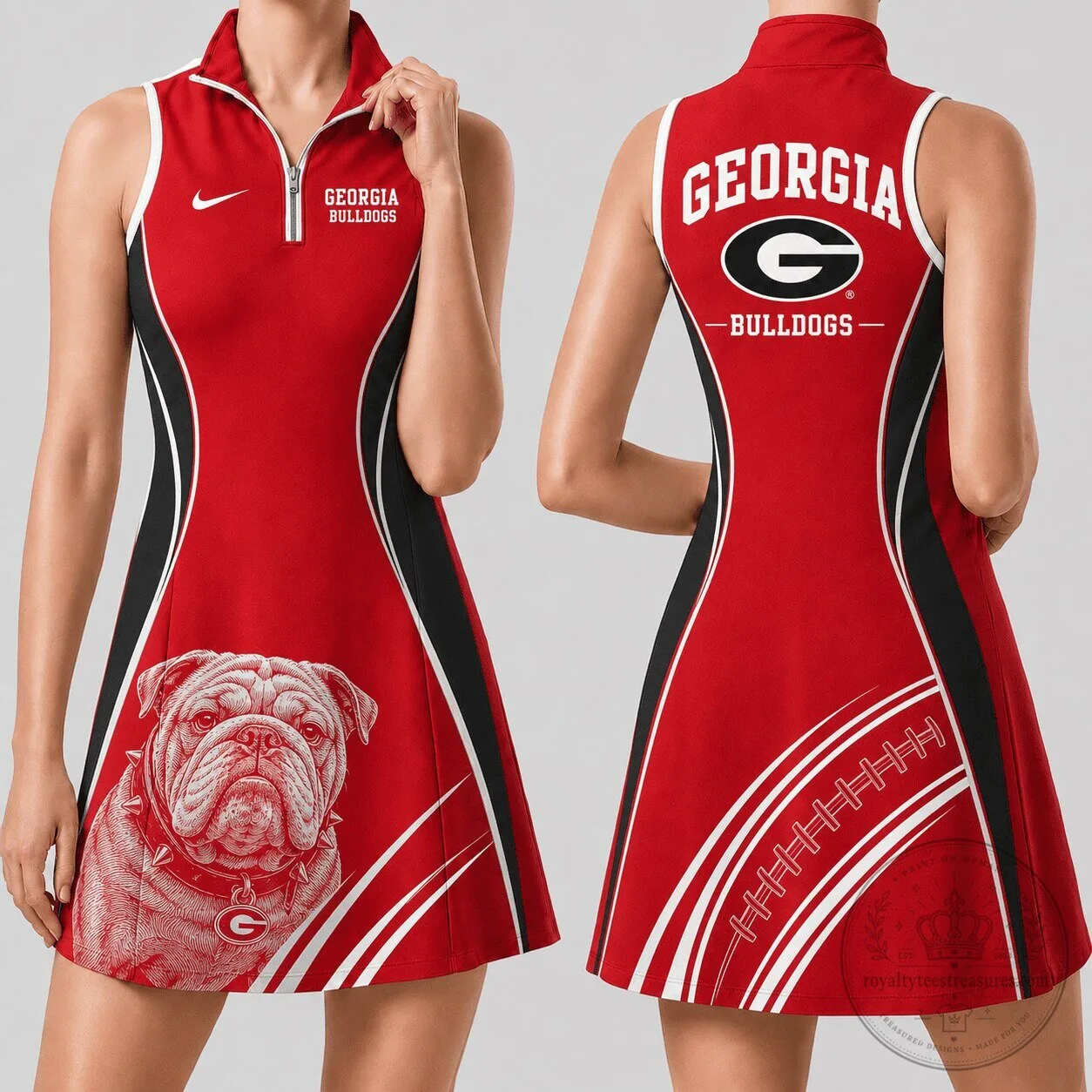 Georgia Bulldogs Women's Sleeveless Sports Dress with Bulldog Design