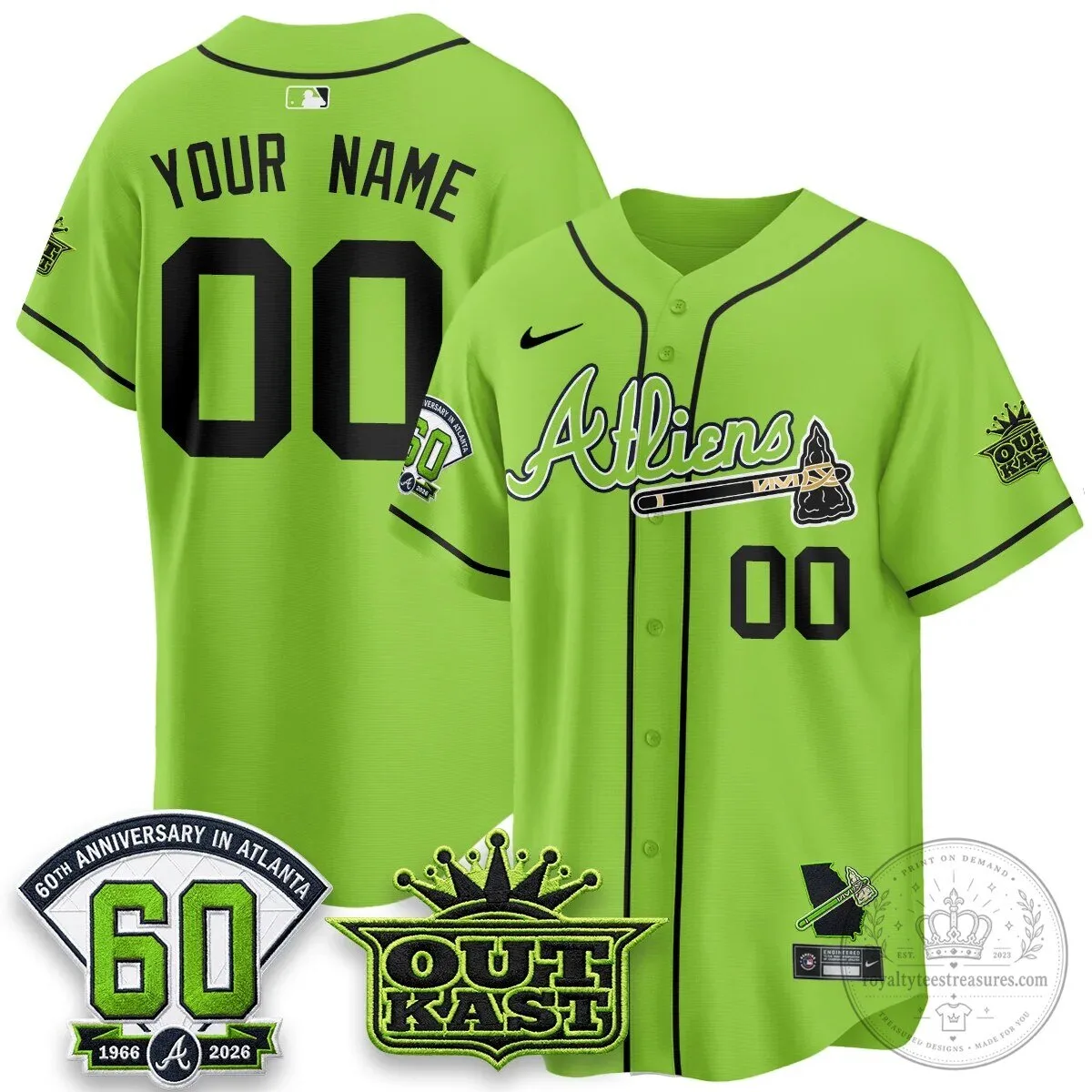 Atlanta Braves Outkast Atliens 60th Anniversary Custom Black Baseball Jersey 5 Atlanta Braves Outkast Atliens 60th Anniversary Custom Black Baseball Jersey