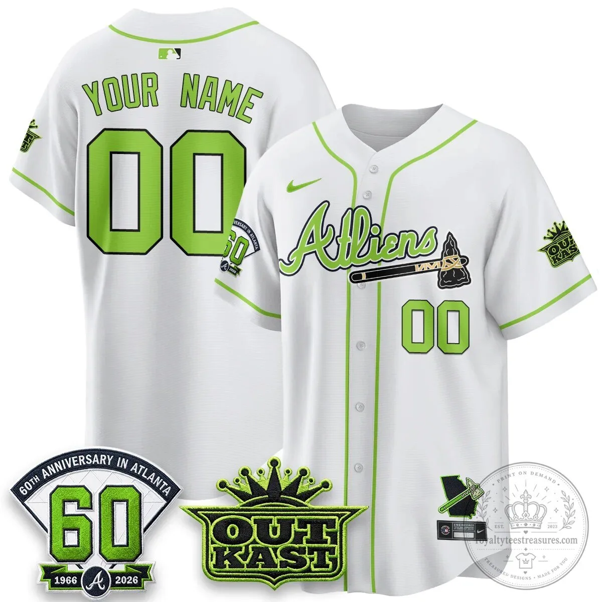 Atlanta Braves Outkast Atliens 60th Anniversary Custom Black Baseball Jersey 6 Atlanta Braves Outkast Atliens 60th Anniversary Custom Black Baseball Jersey