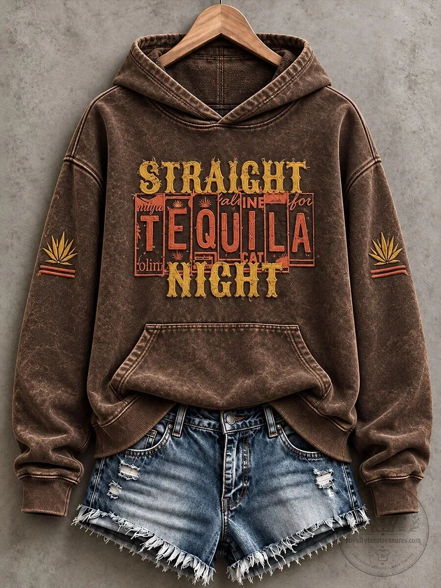 Straight Tequila Night Country Music Graphic Print Hoodie for Women