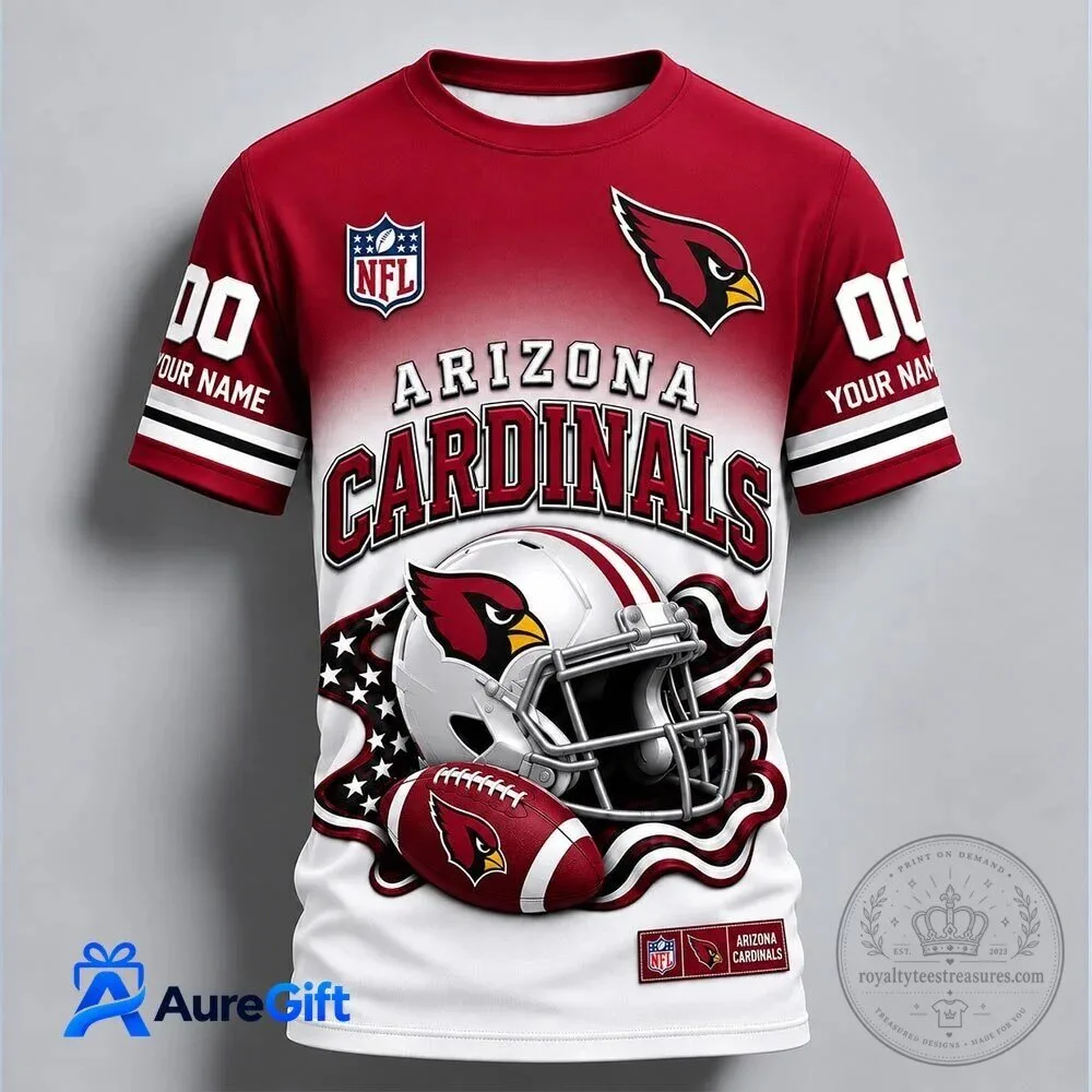 Arizona Cardinals Football Team NFL Custom Name and Number T-Shirt