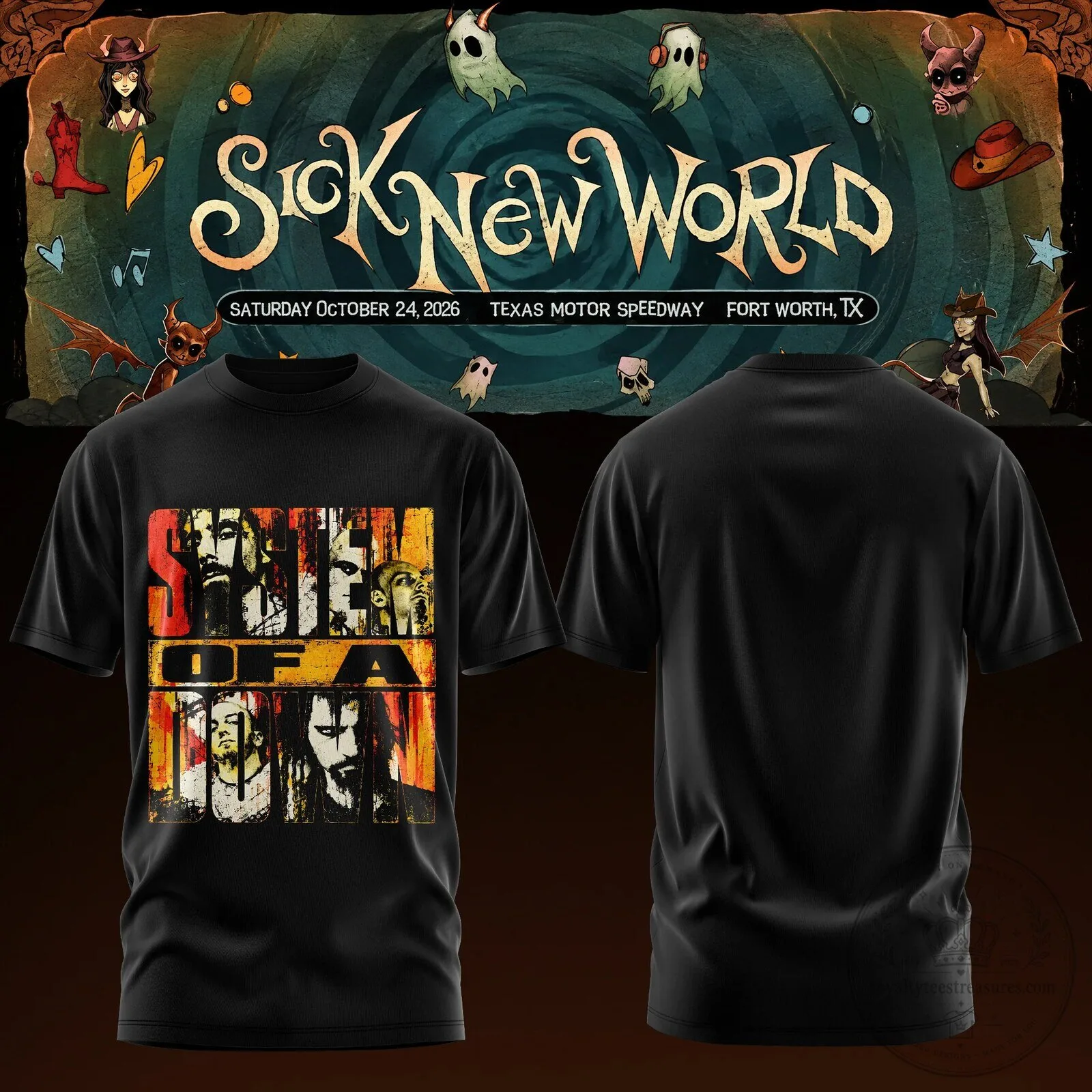 System Of A Down Sick New World Texas 2026 Music Festival Black T-Shirt