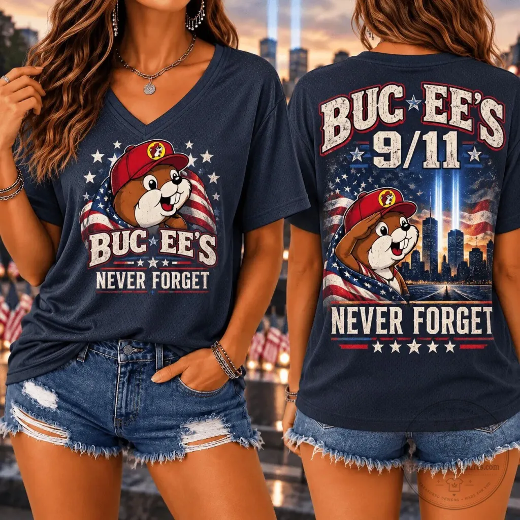 Buc-ee's Never Forget 911 Memorial Day Patriotic T-Shirt Buc-ee's Never Forget 9/11 Memorial Day Patriotic T-Shirt