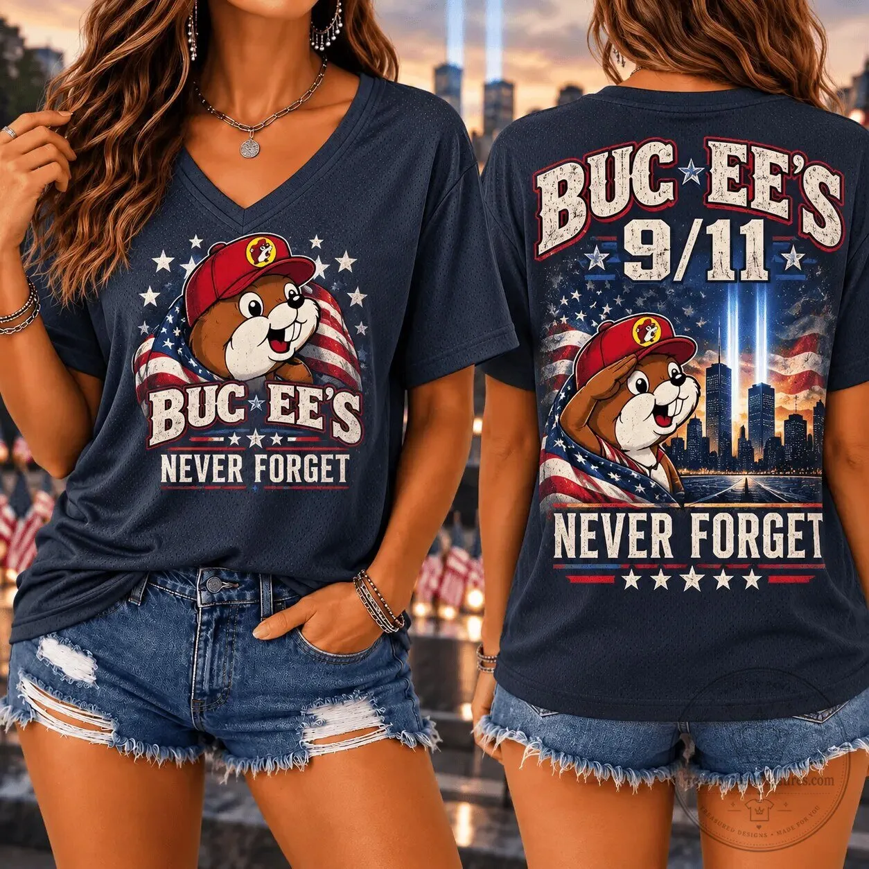 Buc-ee's Never Forget 9/11 Memorial Day Patriotic T-Shirt