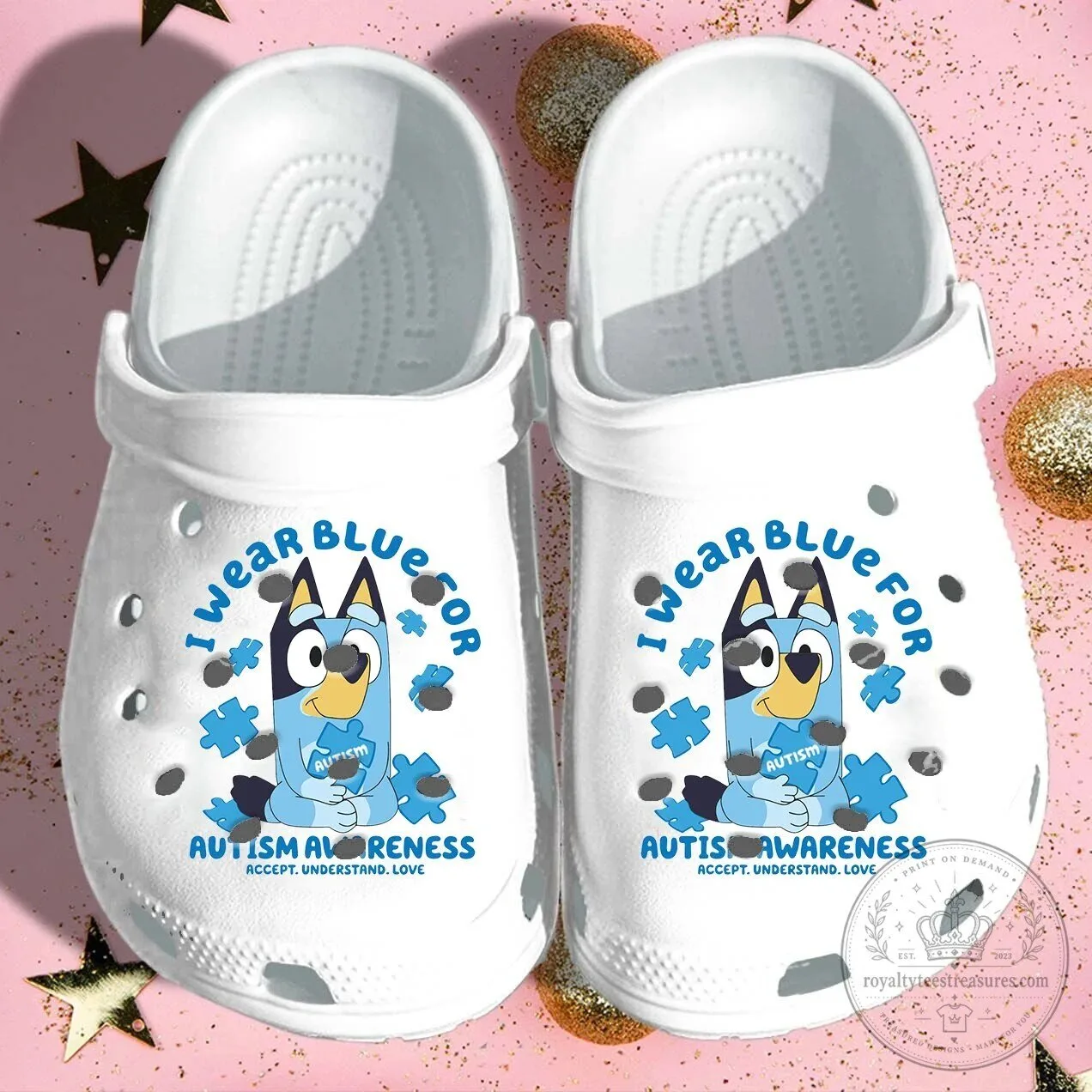Bluey Autism Awareness I Wear Blue For Autism Crocs Shoes