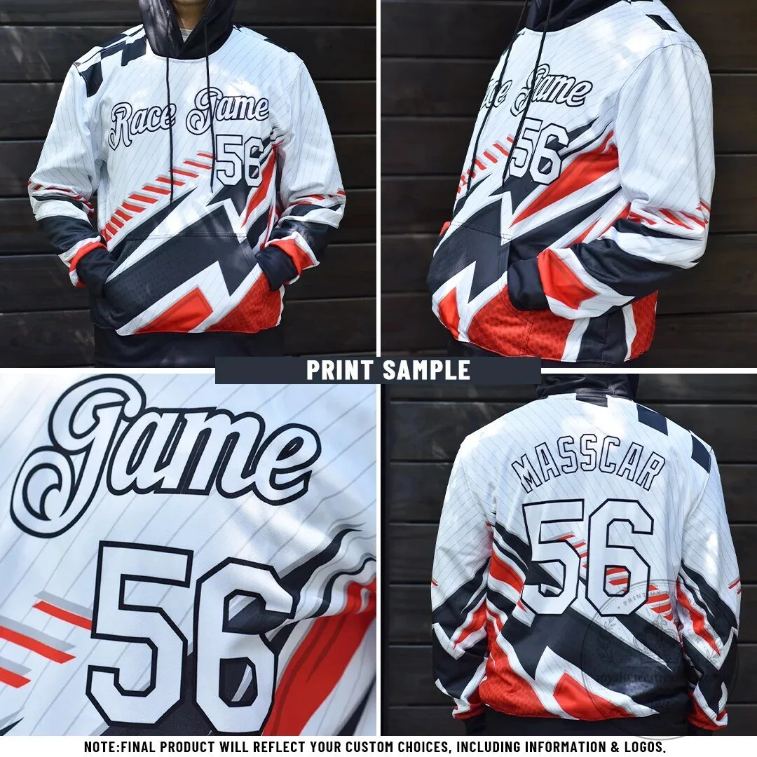 Custom Black and White Science Geek Pullover Hoodie with Team Name and Number 8 Custom Black and White Science Geek Pullover Hoodie with Team Name and Number