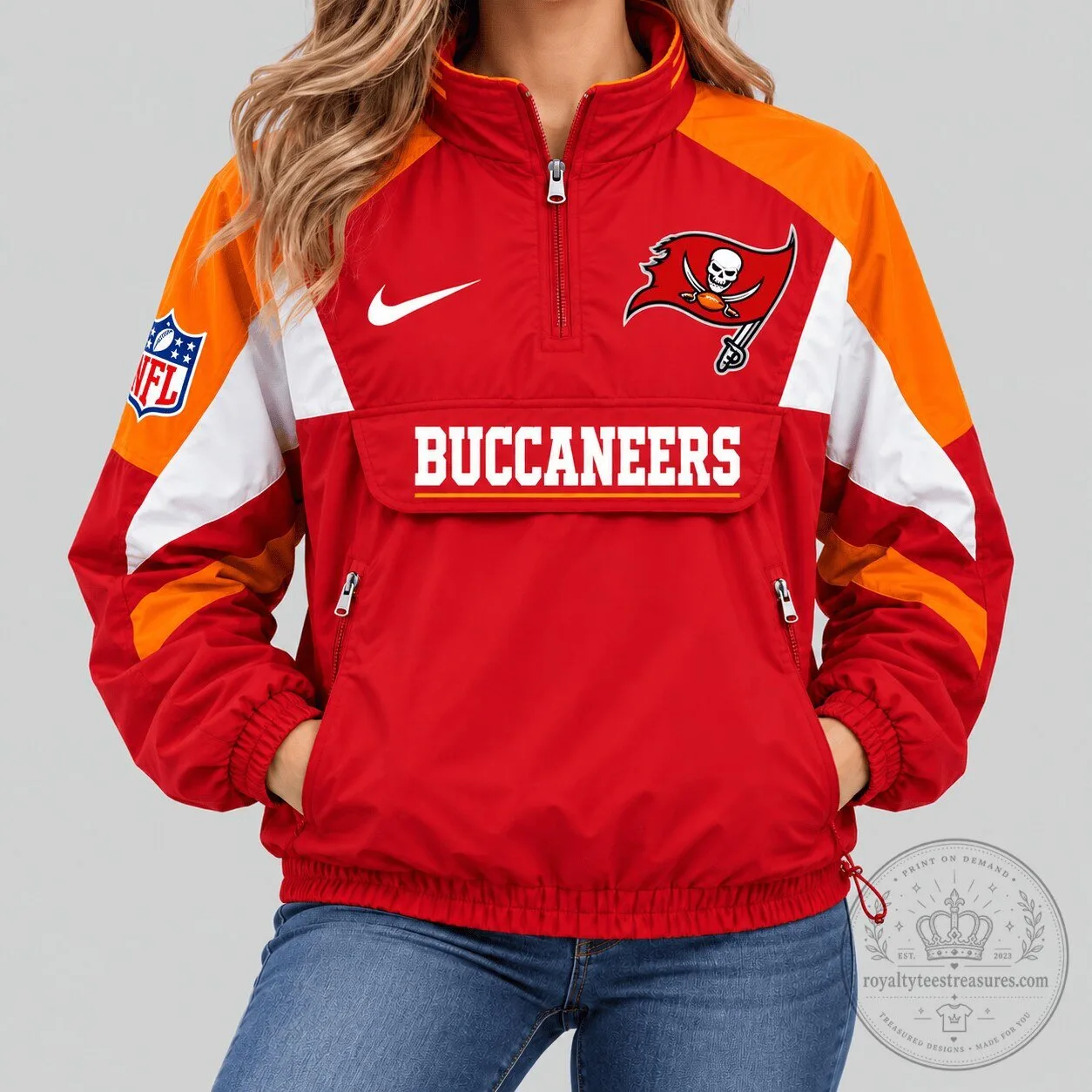 Tampa Bay Buccaneers Half Zip Pullover Anorak Jacket for Women