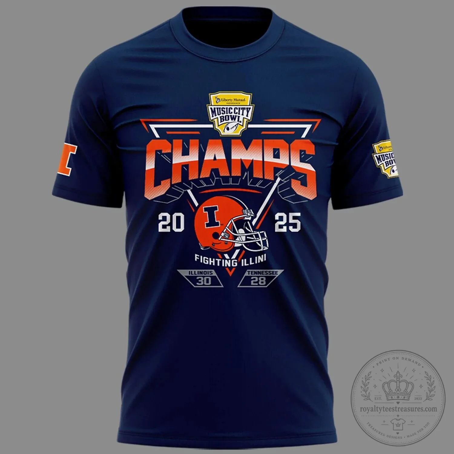 Illinois Fighting Illini 2025 Music City Bowl Champions T-Shirt 5 Illinois Fighting Illini 2025 Music City Bowl Champions T-Shirt