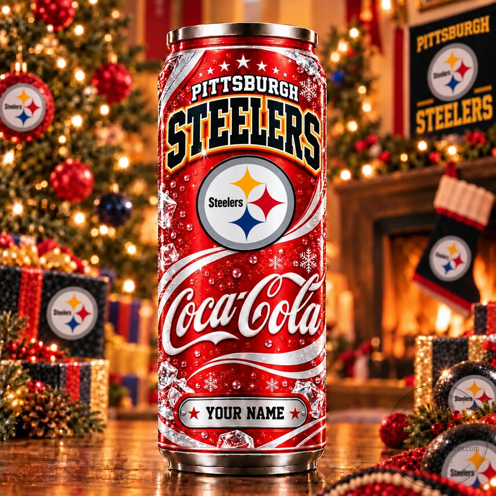 Pittsburgh Steelers Coca-Cola Can Personalized Stainless Steel Tumbler