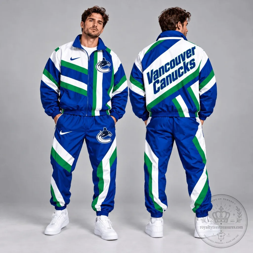Vancouver Canucks NHL Dynamic Diagonal Stripe Full Zip Windbreaker Tracksuit Jacket Vancouver Canucks NHL Dynamic Diagonal Stripe Full Zip Windbreaker Tracksuit Jacket