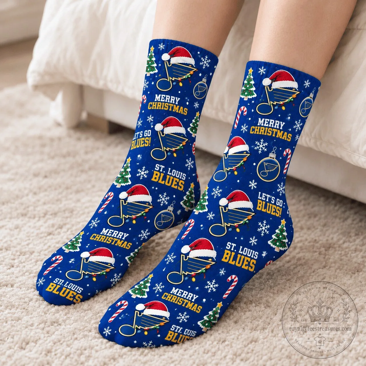 St. Louis Blues National Hockey League Christmas Holiday Socks