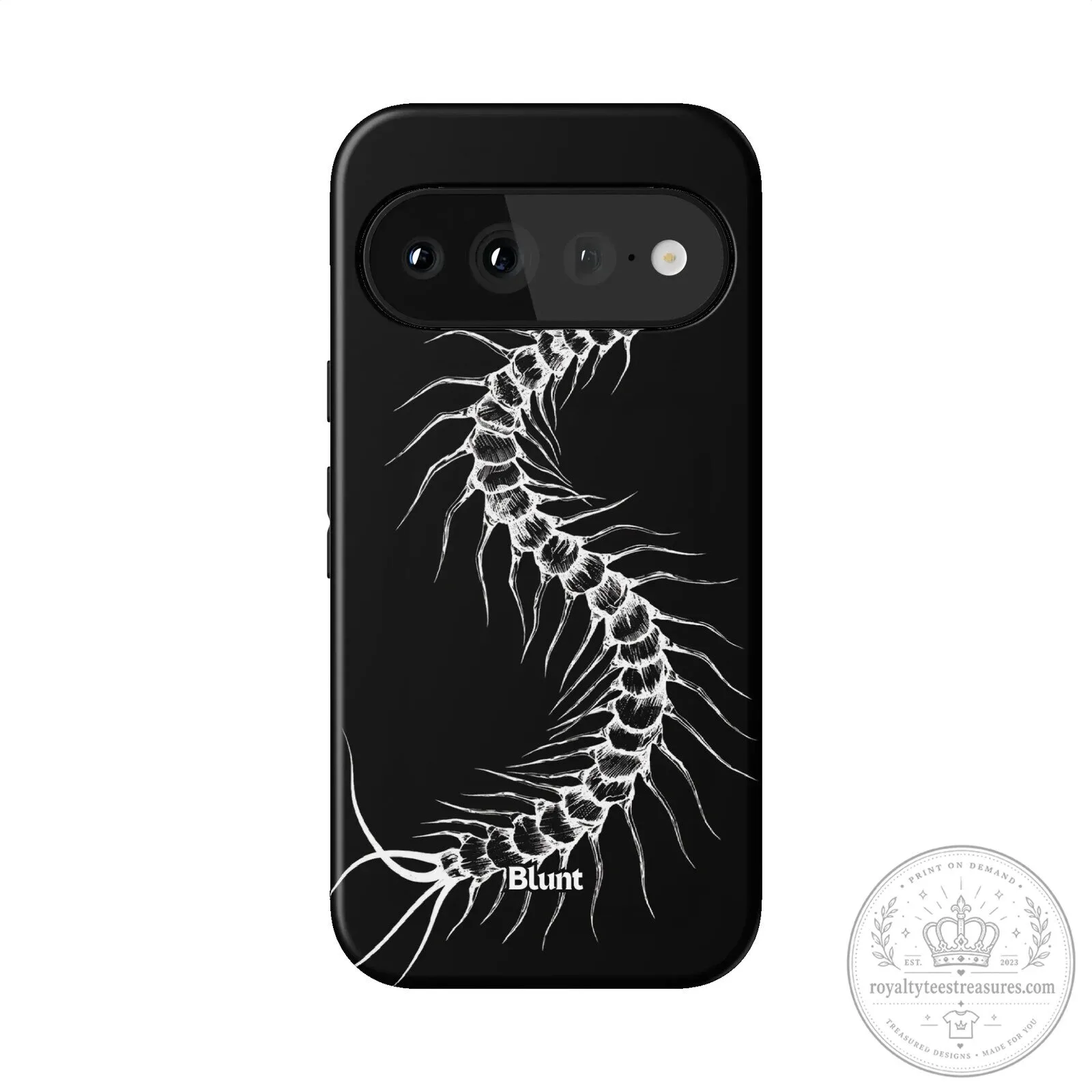 Centipede Spine Pixel Art Black and White Design Phone Case