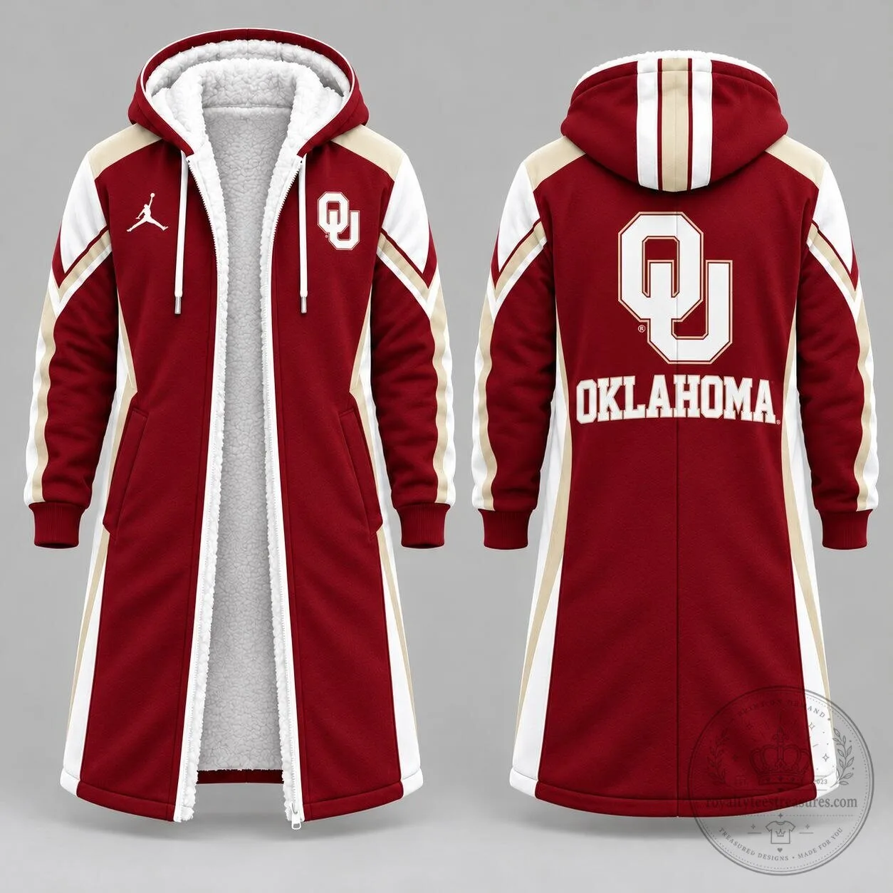Oklahoma Sooners NCAA Game Day Long Hooded Sherpa Fleece Jacket