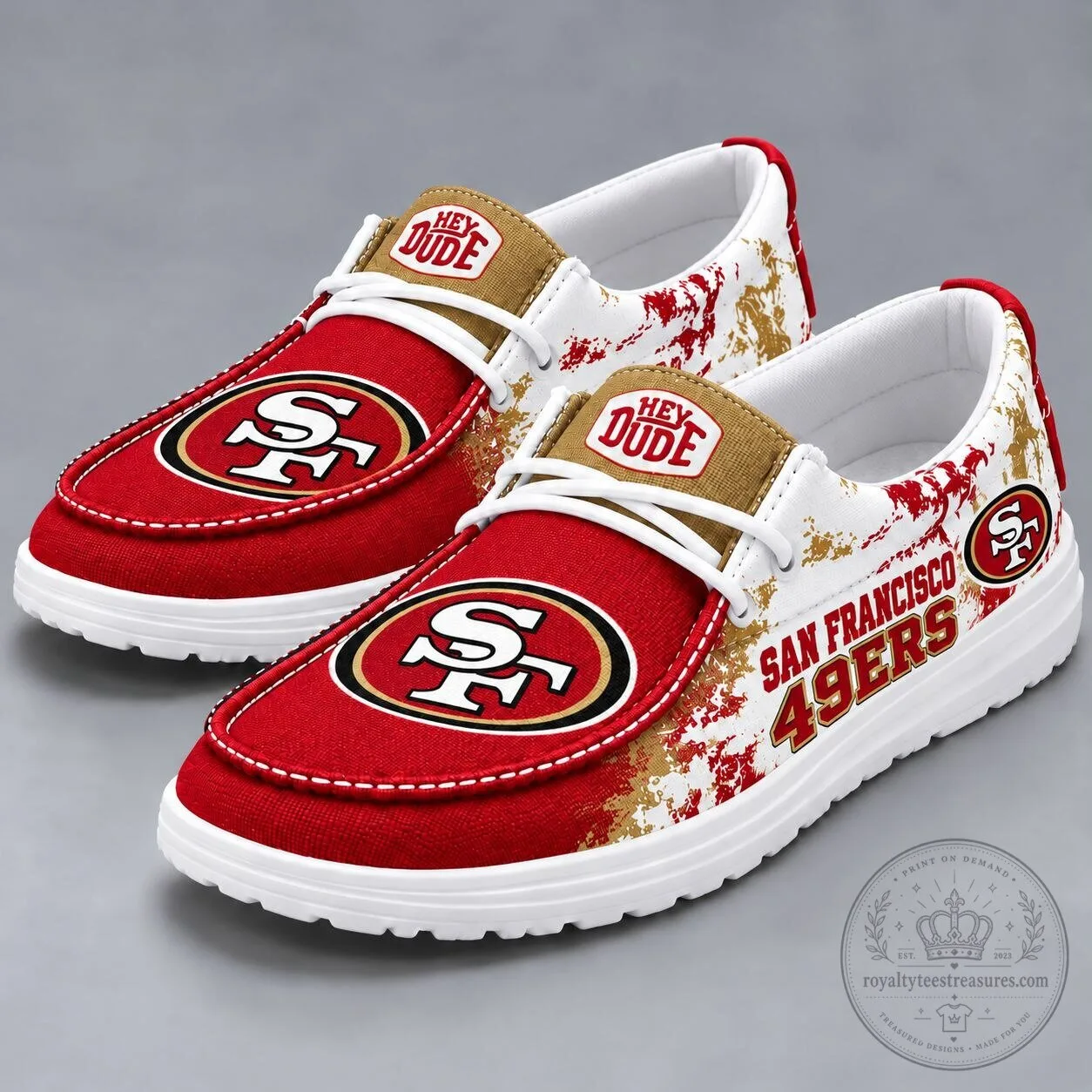 San Francisco 49ers NFL Team Logo Red and Gold Casual Loafer Shoes 1 San Francisco 49ers NFL Team Logo Red and Gold Casual Loafer Shoes
