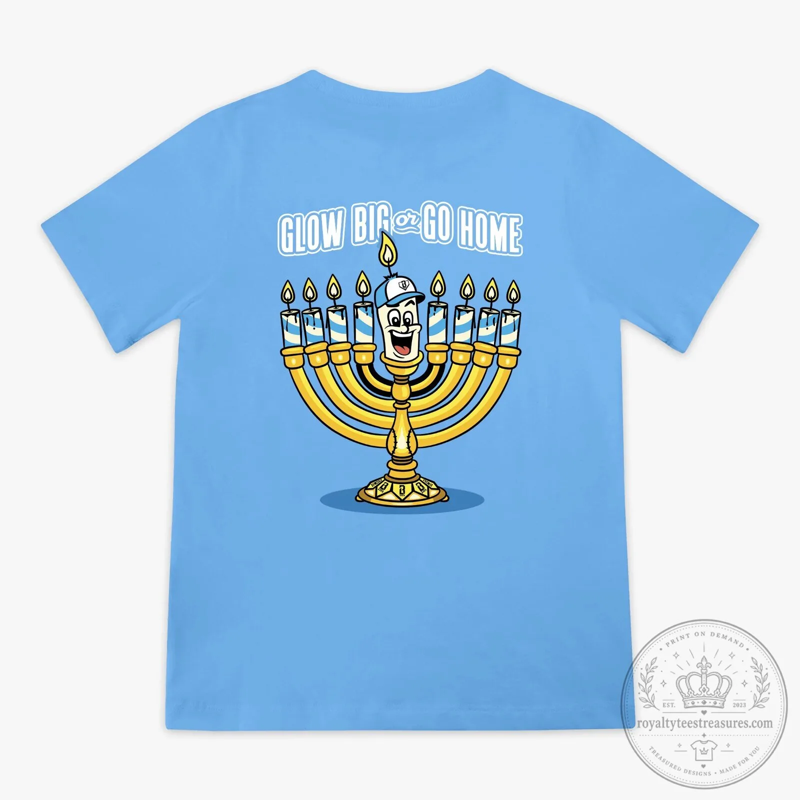 Glow Big Or Go Home Hanukkah Menorah Candle Graphic T-Shirt