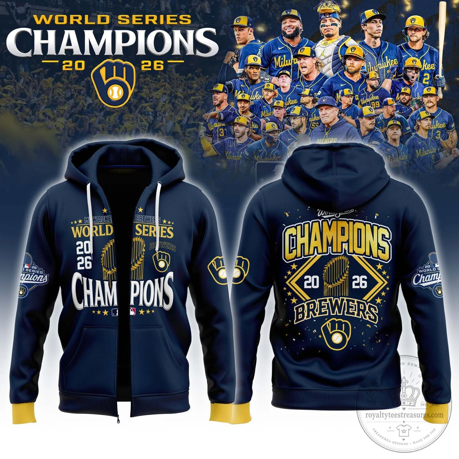 2026 World Series Champions Full-Zip Hoodie - Milwaukee Brewers Apparel