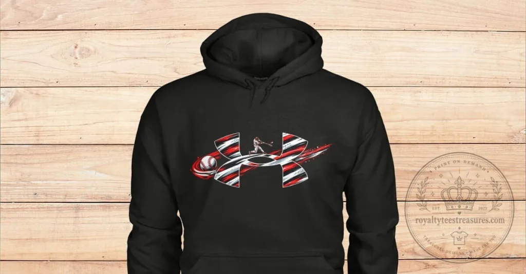 Baseball Player Silhouette Under Armour Inspired Black Hoodie Baseball Player Silhouette Under Armour Inspired Black Hoodie