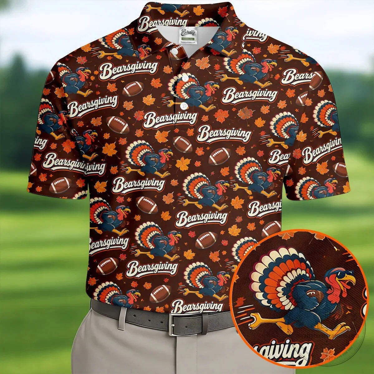 Brown Bearsgiving Turkey Football Pattern Thanksgiving Polo Shirt for Men 17 Brown Bearsgiving Turkey Football Pattern Thanksgiving Polo Shirt for Men