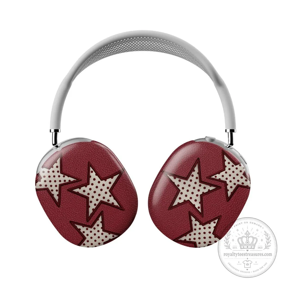 Red Star Polka Dot Pattern Headphone Cover for Apple AirPods Max 1 Red Star Polka Dot Pattern Headphone Cover for Apple AirPods Max